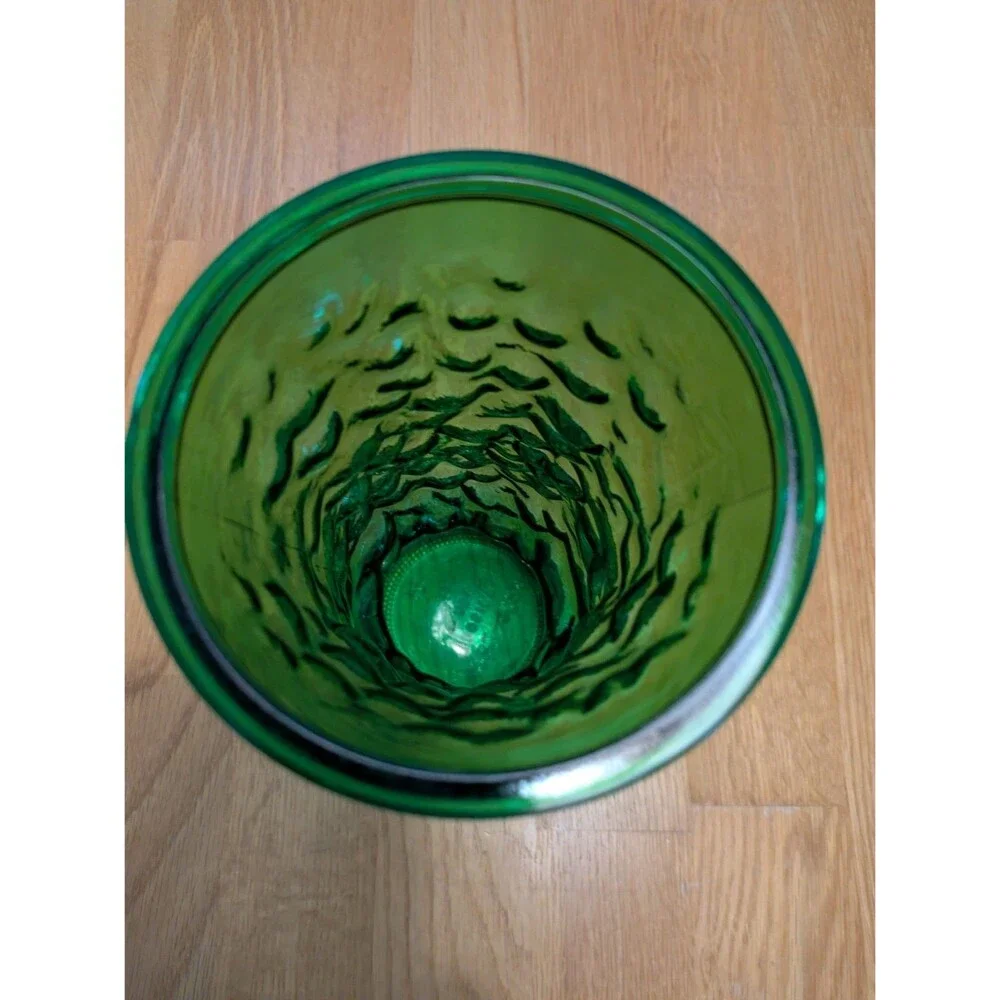 Vintage Hoosier Glass Tall Emerald Green Textured Crinkle Glass Vase 8.5